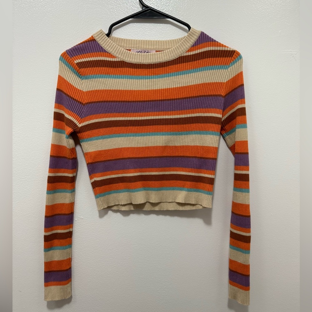 Verge Girl Striped Multicolor Cropped Sweater